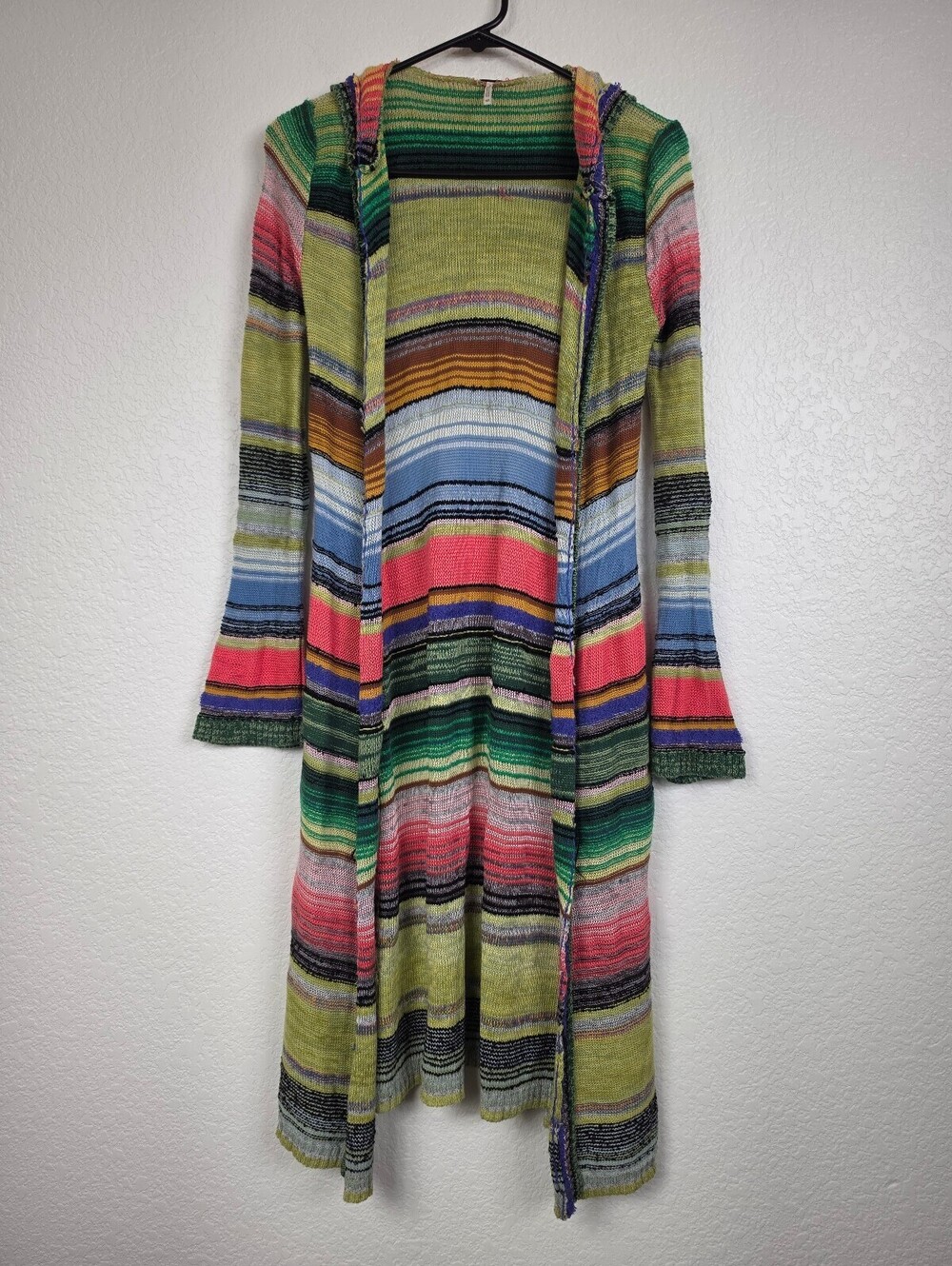 Free People Striped Hooded Knit Cardigan Sweater XS